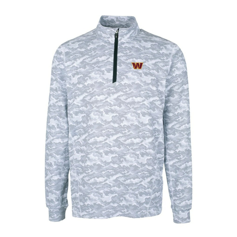 Washington Commanders Cutter & Buck Traverse Camo Stretch Quarter-Zip Pullover Jacket Charcoal
