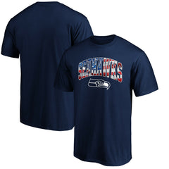 Seattle Seahawks Banner Wave Logo T-Shirt College Navy