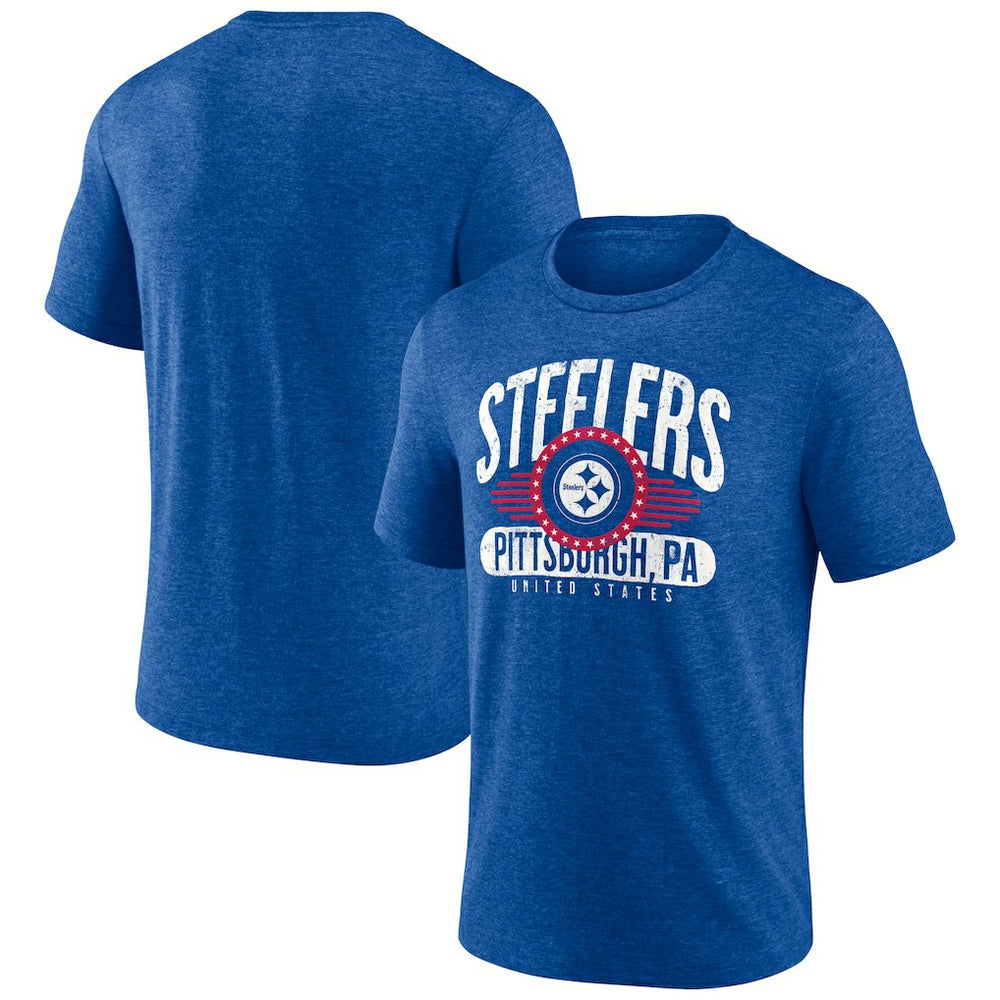 Pittsburgh Steelers Badge of Honor Tri-Blend T-Shirt Royal