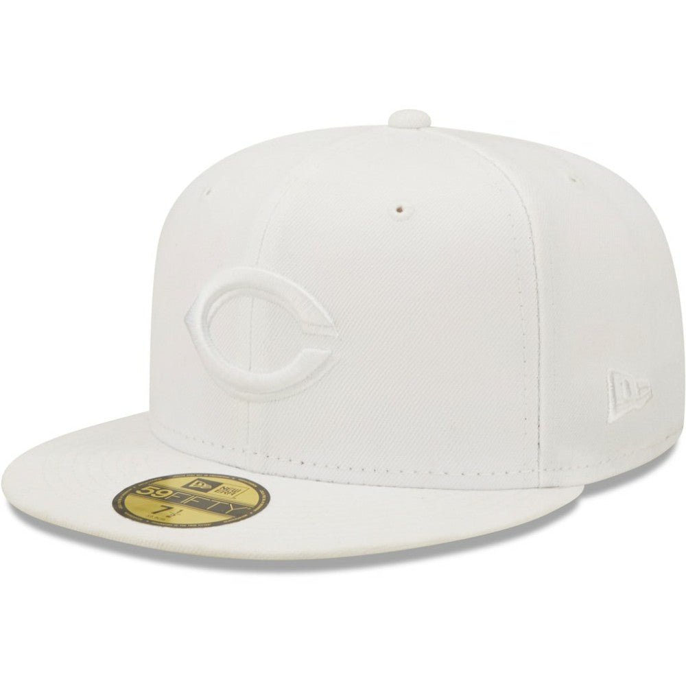 Cincinnati Reds New Era White on White 59FIFTY Fitted Hat Hats