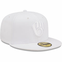 Milwaukee Brewers New Era White on White 59FIFTY Fitted Hat Hats