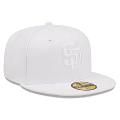 San Diego Padres New Era White on White 59FIFTY Fitted Hat Hats