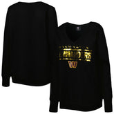 Washington Commanders Cuce Women's Sequin Logo V-Neck Pullover Sweatshirt Black
