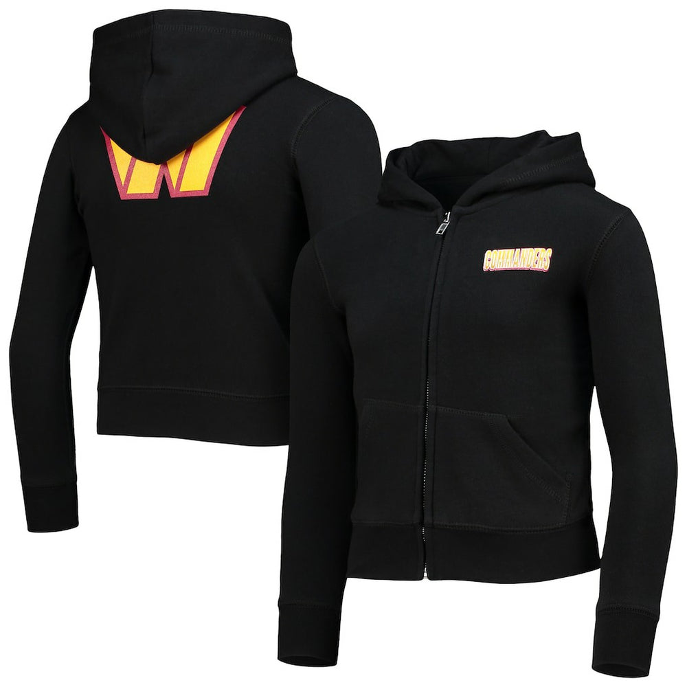 Washington Commanders New Era Girls Youth Full-Zip Hoodie Black