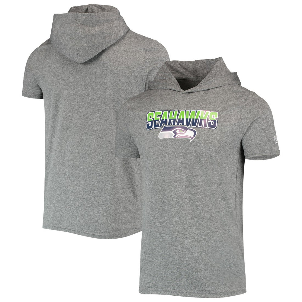 Seattle Seahawks New Era Team Brushed Hoodie T-Shirt Heathered Gray