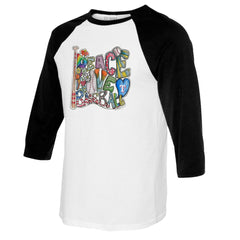 Texas Rangers Tiny Turnip Women's Peace Love Baseball 3/4-Sleeve Raglan T-Shirt - White/Black T-shirts