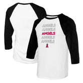 Los Angeles Angels Tiny Turnip Women's Stacked 3/4-Sleeve Raglan T-Shirt - White/Black T-shirts