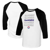 Texas Rangers Tiny Turnip Women's Stacked 3/4-Sleeve Raglan T-Shirt - White/Black T-shirts