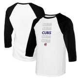 Chicago Cubs Tiny Turnip Youth Stacked Raglan 3/4 Sleeve T-Shirt - White/Black T-shirts