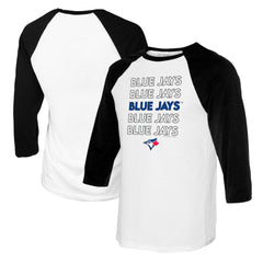 Toronto Blue Jays Tiny Turnip Youth Stacked Raglan 3/4 Sleeve T-Shirt - White/Black T-shirts