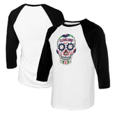 Cleveland Guardians Tiny Turnip Women's Sugar Skull 3/4-Sleeve Raglan T-Shirt - White/Black T-shirts