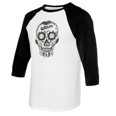 Chicago White Sox Tiny Turnip Women's Sugar Skull 3/4-Sleeve Raglan T-Shirt - White/Black T-shirts