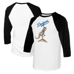 Los Angeles Dodgers Tiny Turnip Women's TT Rex 3/4-Sleeve Raglan T-Shirt - White/Black T-shirts
