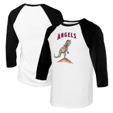 Los Angeles Angels Tiny Turnip Youth TT Rex Raglan 3/4 Sleeve T-Shirt - White/Black T-shirts