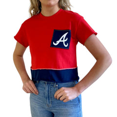 Atlanta Braves Refried Apparel Women's Cropped T-Shirt - Red T-shirts