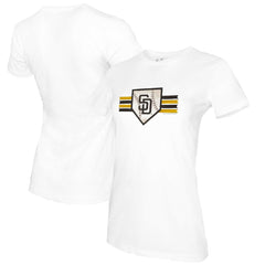 San Diego Padres Tiny Turnip Women's Base Stripe T-Shirt - White T-shirts
