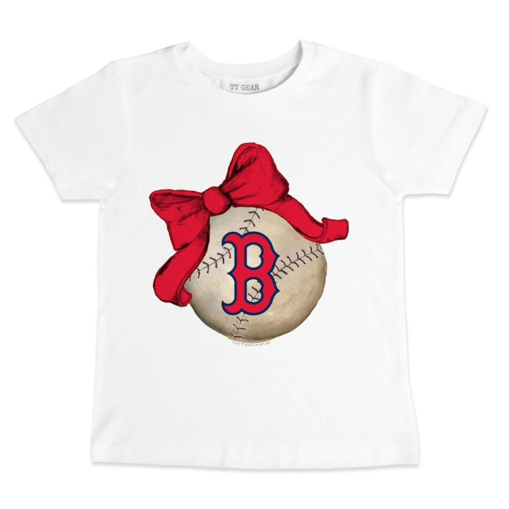 Boston Red Sox Tiny Turnip Youth Baseball Bow T-Shirt - White T-shirts