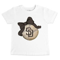 San Diego Padres Tiny Turnip Youth Baseball Bow T-Shirt - White T-shirts
