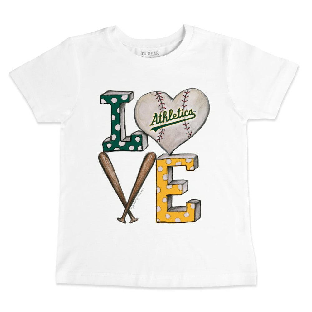 Athletics Tiny Turnip Youth Baseball Love T-Shirt - White T-shirts