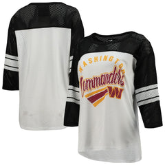 Washington Commanders G-III 4Her by Carl Banks Women's First Team 3/4-Sleeve Mesh T-Shirt White/Black