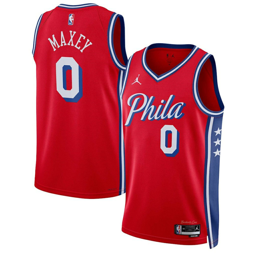 NBA Tyrese Maxey Philadelphia 76ers Jordan Brand Unisex Swingman Jersey - Statement Edition - Red discount