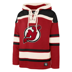 NHL Jack Hughes New Jersey Devils '47 Player Lacer Pullover Hoodie - Red