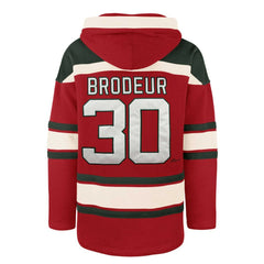NHL Martin Brodeur New Jersey Devils '47 Retired Player Name & Number Lacer Pullover Hoodie - Red
