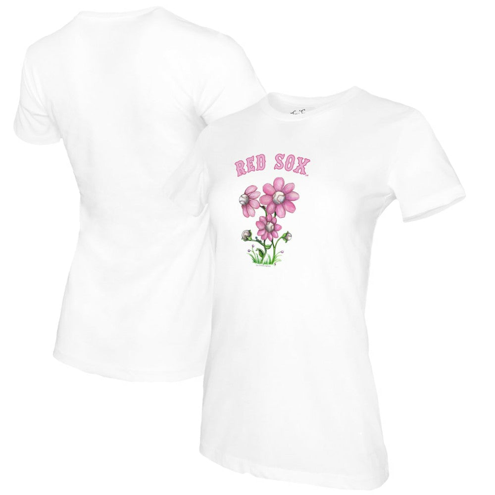 Boston Red Sox Tiny Turnip Women's Blooming Baseballs T-Shirt - White T-shirts