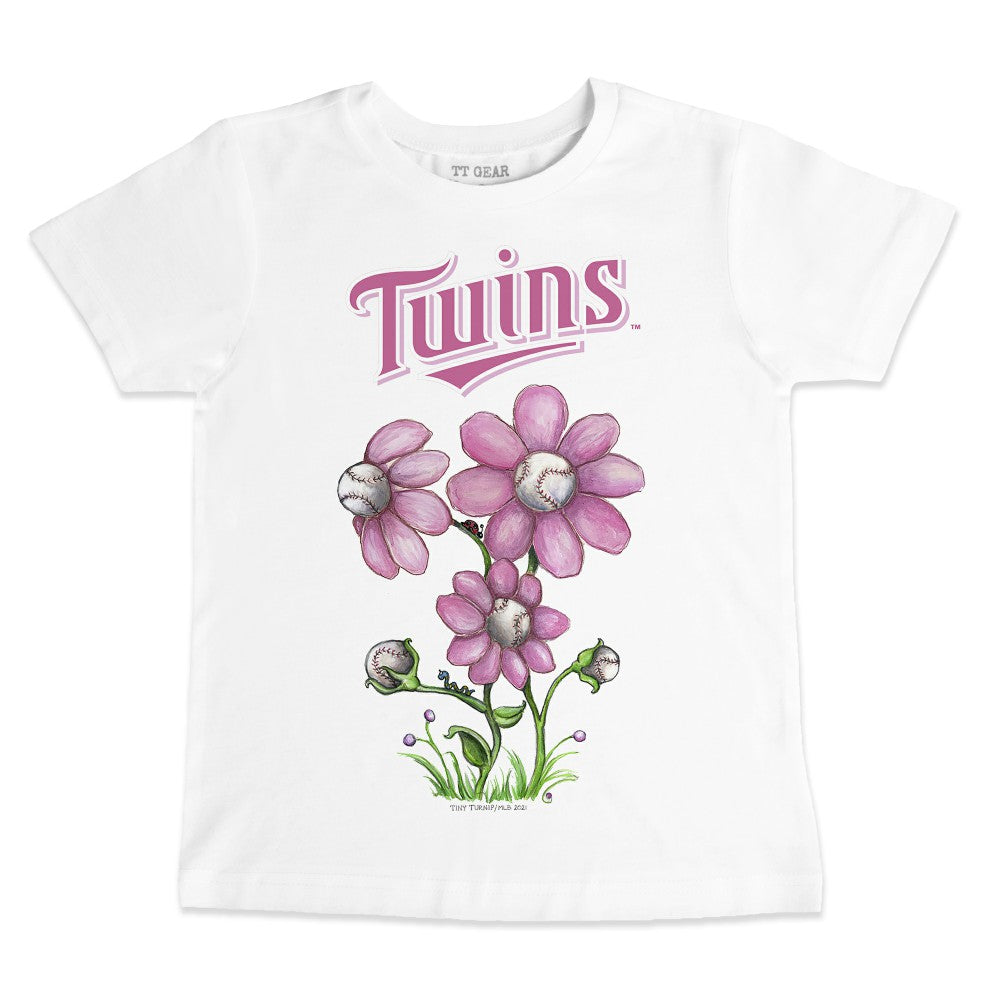 Minnesota Twins Tiny Turnip Youth Blooming Baseballs T-Shirt - White T-shirts