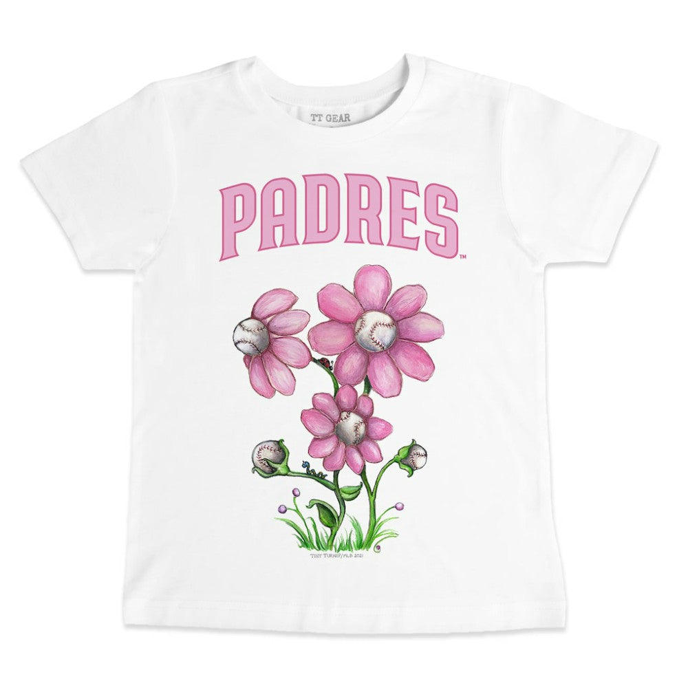 San Diego Padres Tiny Turnip Youth Blooming Baseballs T-Shirt - White T-shirts