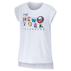 NHL New York Islanders WEAR by Erin Andrews Women's Greetings From Muscle T-Shirt - White