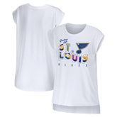 NHL St. Louis Blues WEAR by Erin Andrews Women's Greetings From Muscle T-Shirt - White
