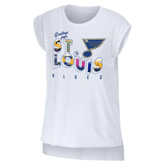 NHL St. Louis Blues WEAR by Erin Andrews Women's Greetings From Muscle T-Shirt - White
