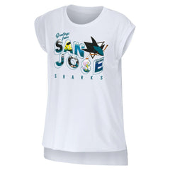 NHL San Jose Sharks WEAR by Erin Andrews Women's Greetings From Muscle T-Shirt - White