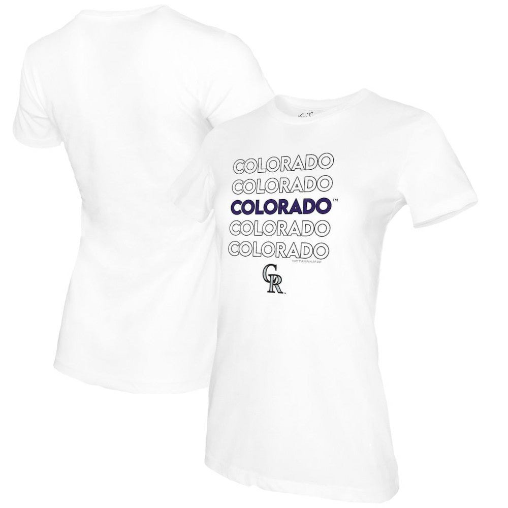 Colorado Rockies Tiny Turnip Women's Stacked T-Shirt - White T-shirts