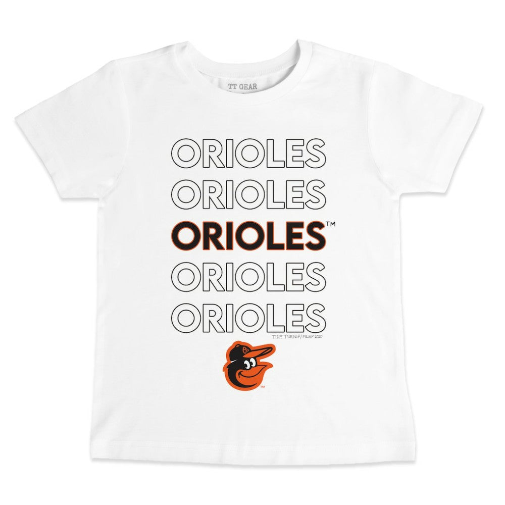Baltimore Orioles Tiny Turnip Youth Stacked T-Shirt - White T-shirts
