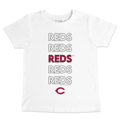 Cincinnati Reds Tiny Turnip Youth Stacked T-Shirt - White T-shirts