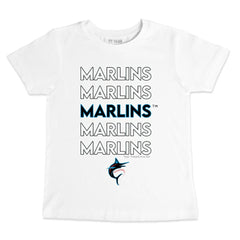 Miami Marlins Tiny Turnip Youth Stacked T-Shirt - White T-shirts