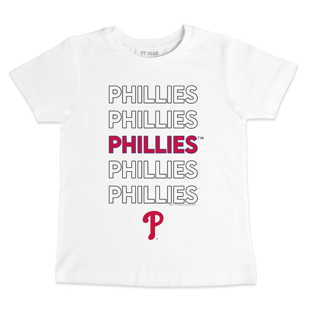 Philadelphia Phillies Tiny Turnip Youth Stacked T-Shirt - White T-shirts