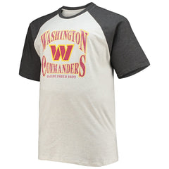Washington Commanders Big & Tall Wordmark Raglan T-Shirt Oatmeal/Heathered Charcoal