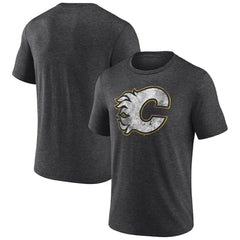 NHL Calgary Flames Wraparound Tri-Blend T-Shirt - Charcoal