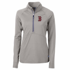 Boston Red Sox Cutter & Buck Women's Adapt Eco Knit Stretch Half-Zip Pullover Top - Gray Pullover