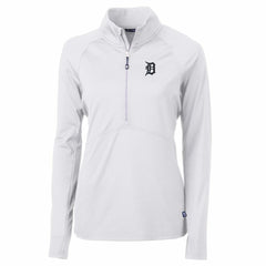 Detroit Tigers Cutter & Buck Women's Adapt Eco Knit Stretch Half-Zip Pullover Top - White Pullover