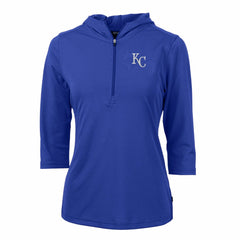 Kansas City Royals Cutter & Buck Women's Virtue Eco Pique 3/4 Sleeve Half-Zip Pullover Hoodie - Royal Hoodies