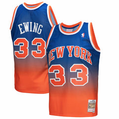 NBA Patrick Ewing New York Knicks 1991/92 Hardwood Classics Fadeaway Swingman Player Jersey - Orange/Royal
