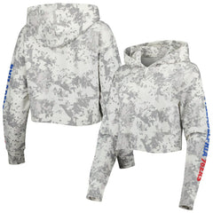 Philadelphia 76ers Lusso Women's Maia Tri-Blend Cropped Quarter-Zip Top Gray/White