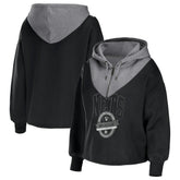 Brooklyn Nets WEAR by Erin Andrews Women's Pieced Quarter-Zip Hoodie Jacket Black