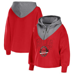 Chicago Bulls WEAR by Erin Andrews Women's Pieced Quarter-Zip Hoodie Jacket Red