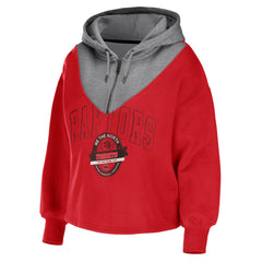 Toronto Raptors WEAR by Erin Andrews Women's Pieced Quarter-Zip Hoodie Jacket Red