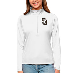 San Diego Padres Antigua Women's Tribute Quarter-Zip Pullover Top - White Pullover